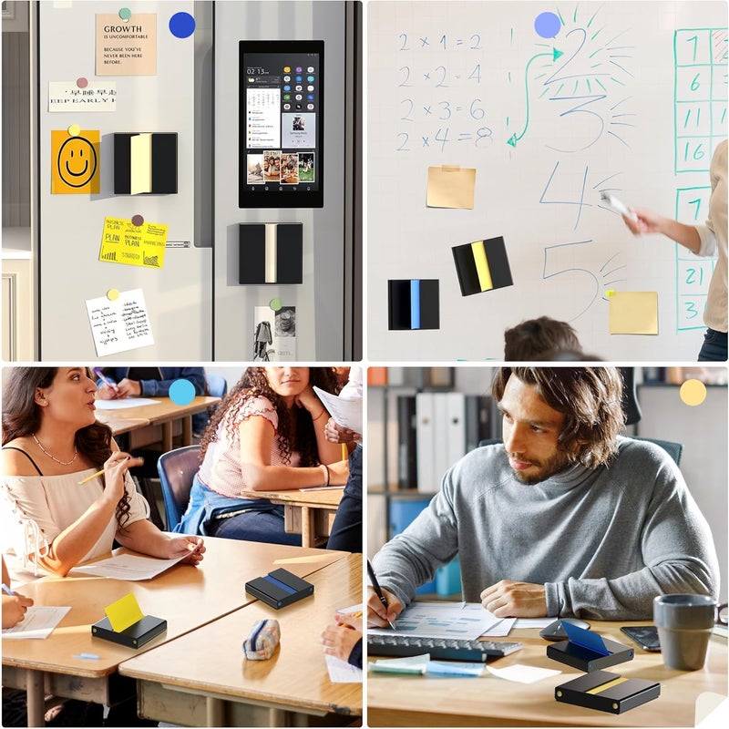 Alytree 2 Pcs Sticky Note Dispenser, Magnetic Sticky Note Holder for Post It Notes, 3 x 3 Inch Sticky Note Organizer for Office Home Classroom, Black - Image 5